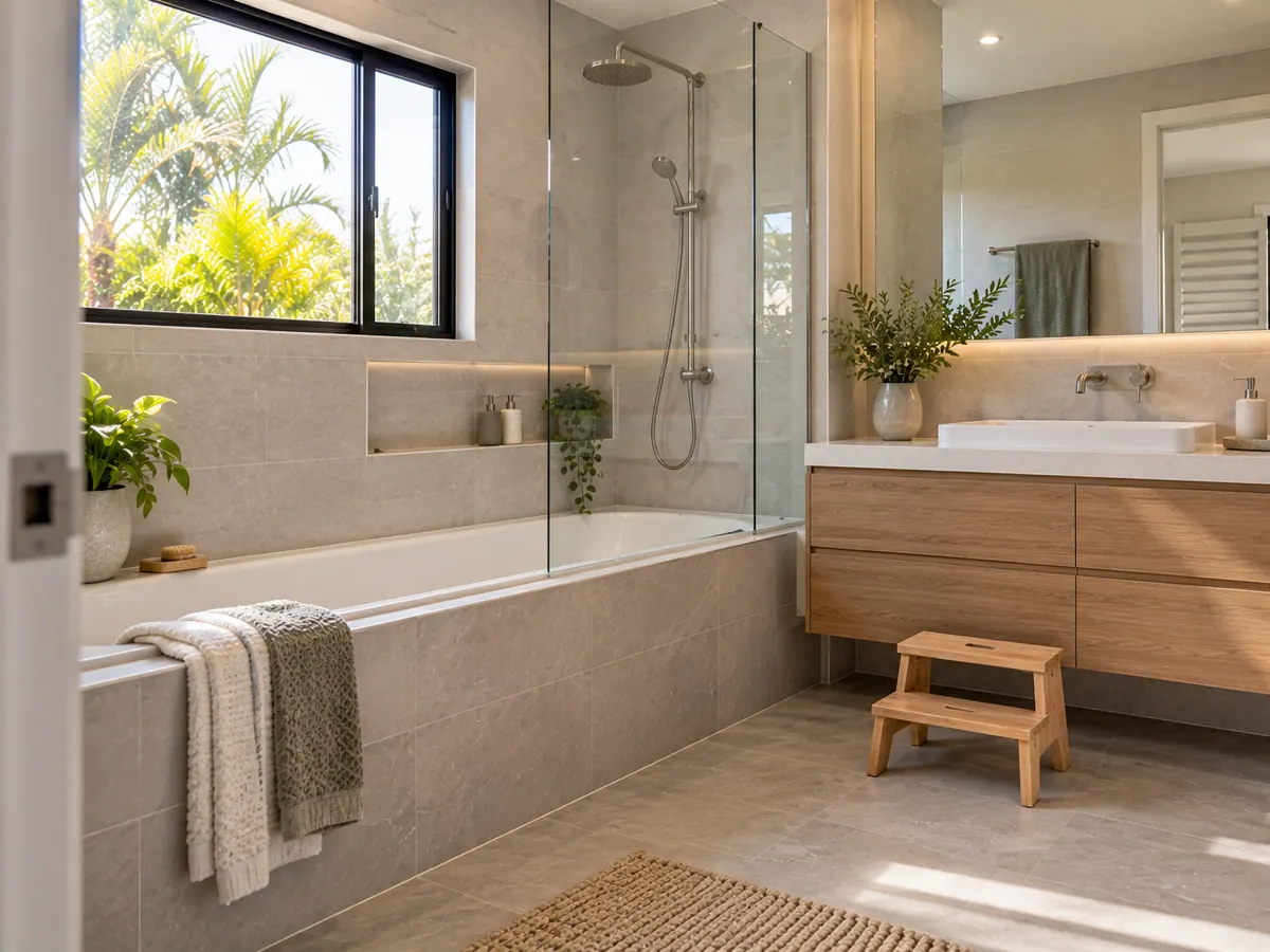 Illustrative layout: shallow wall cabinet, mirrored shaving cabinet and a compact back-to-wall toilet.
